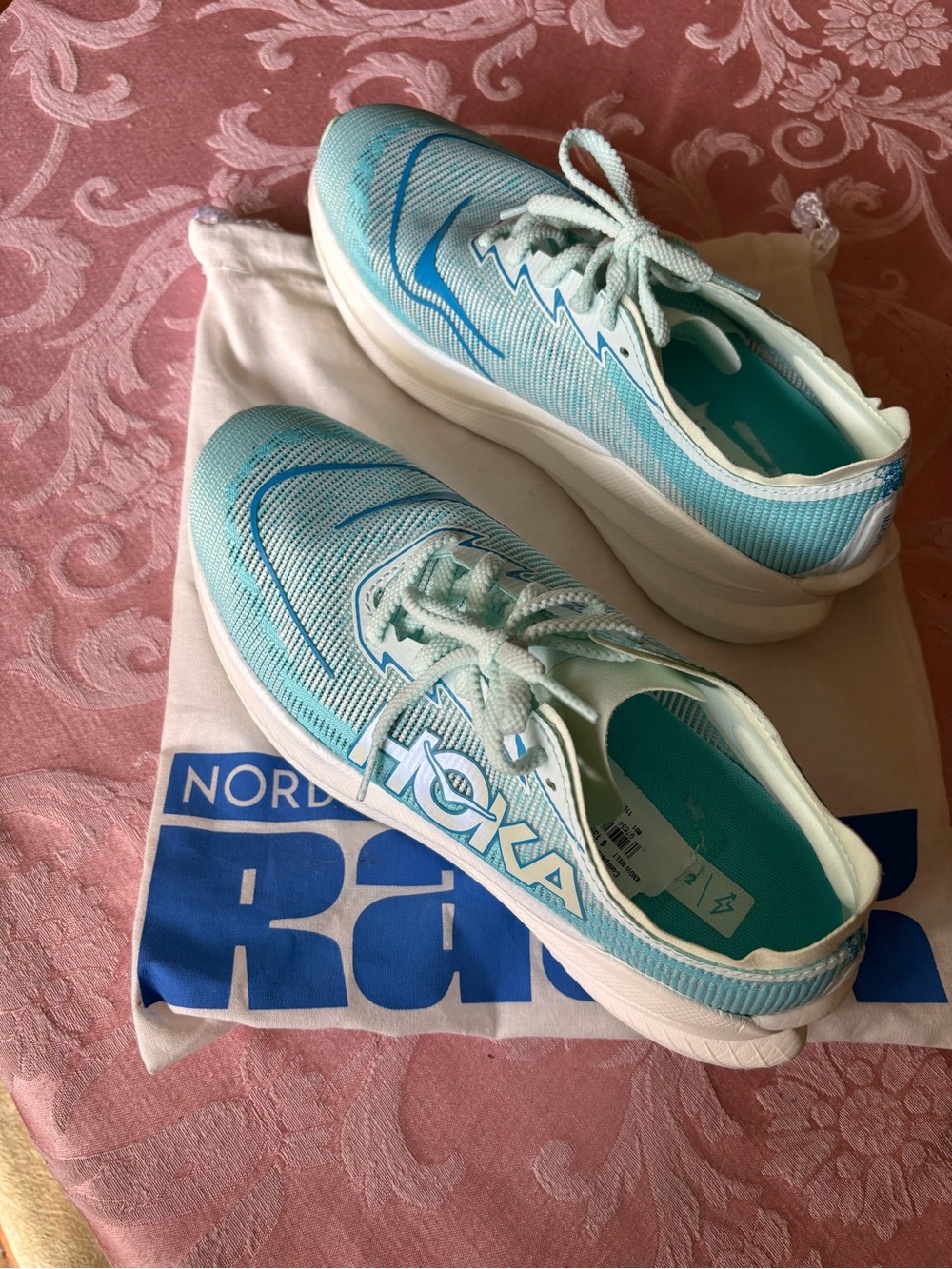 Hoka Women's Mint and White Mach 2 Lightweight Running Shoes